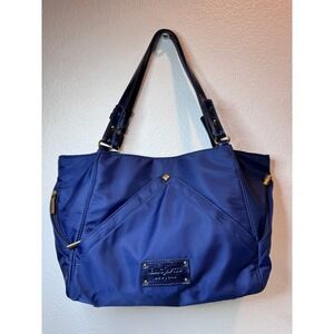 Eric Javits Navy Nylon Tote Bag Gold Hardware Shoulder Purse Travel Work‎